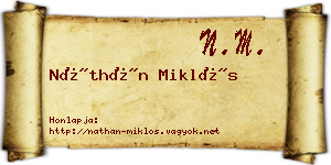 Náthán Miklós névjegykártya