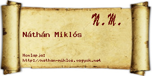 Náthán Miklós névjegykártya